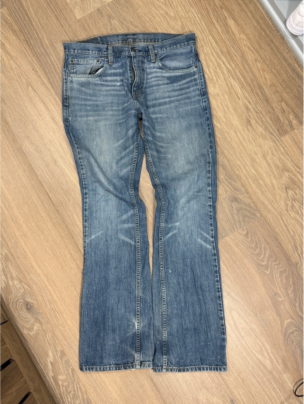 Levi's 527 Vintage Distressed Bootcut Blue Denim Jeans Size W34 L34